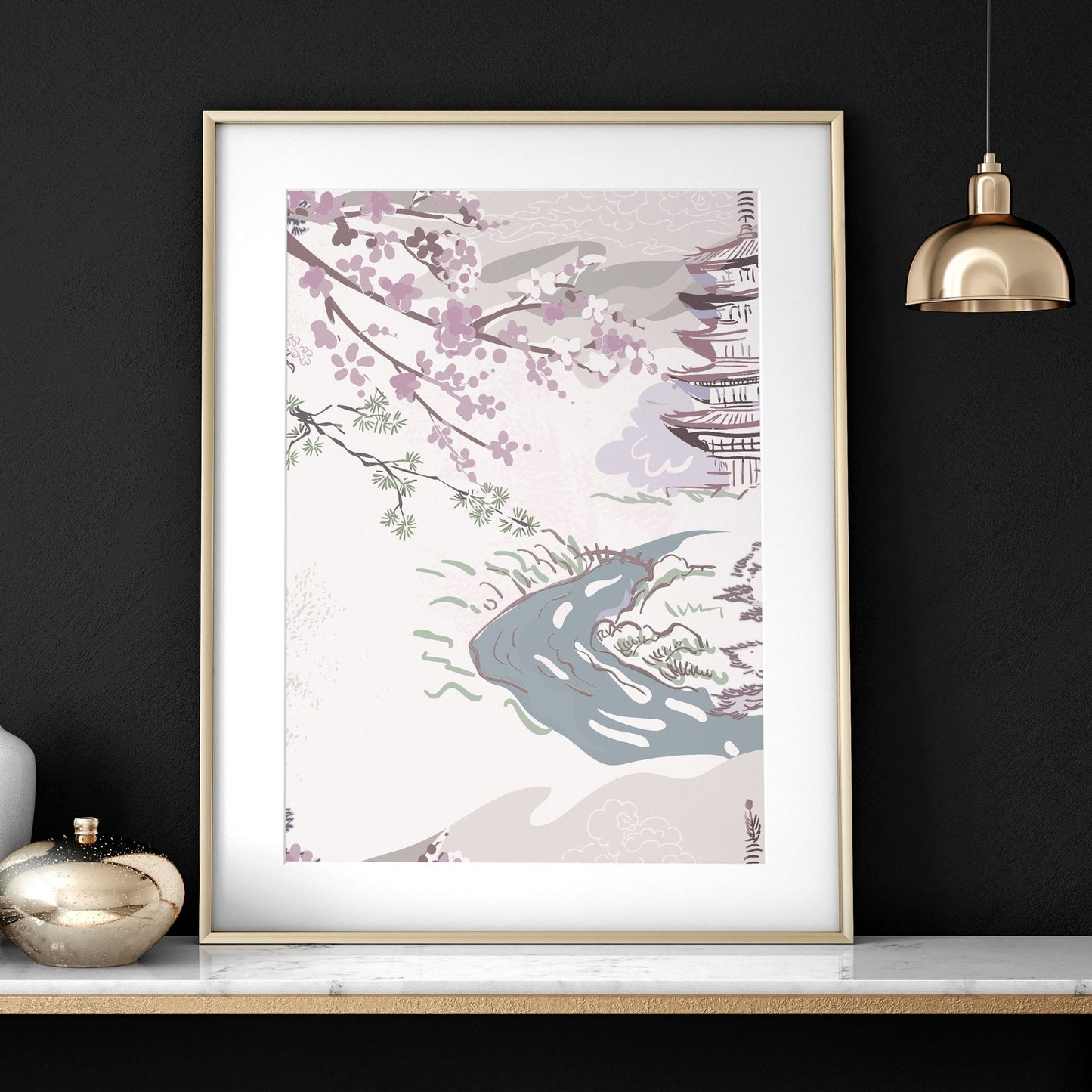 Chinoiserie wall art for home office decor | set of 3 framed wall art