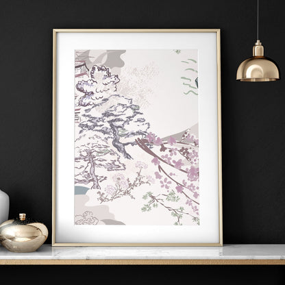 Chinoiserie wall art for home office decor | set of 3 framed wall art