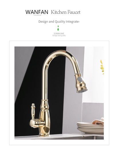 Kitchen Mixer Gold Pull Out Kitchen Faucet Deck Mount Kitchen Sink