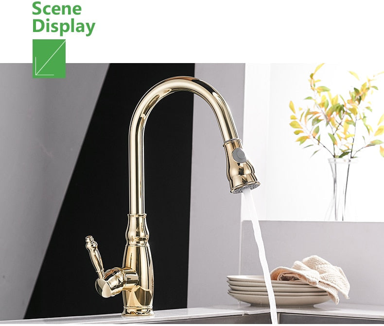 Kitchen Mixer Gold Pull Out Kitchen Faucet Deck Mount Kitchen Sink