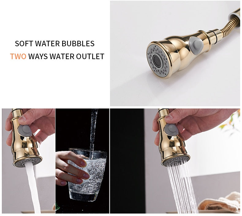 Kitchen Mixer Gold Pull Out Kitchen Faucet Deck Mount Kitchen Sink