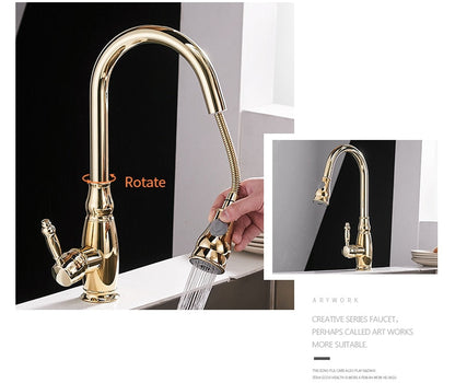 Kitchen Mixer Gold Pull Out Kitchen Faucet Deck Mount Kitchen Sink