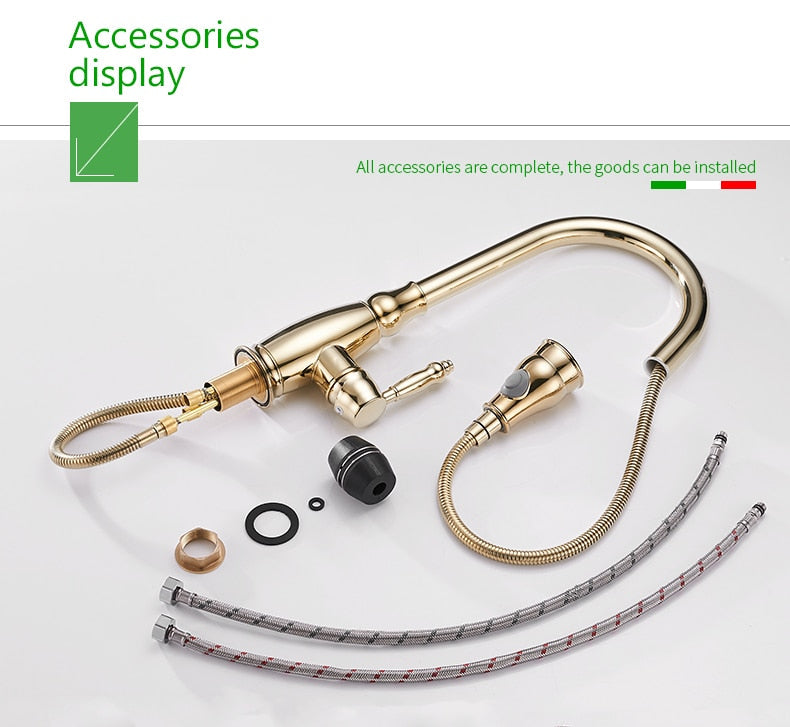 Kitchen Mixer Gold Pull Out Kitchen Faucet Deck Mount Kitchen Sink