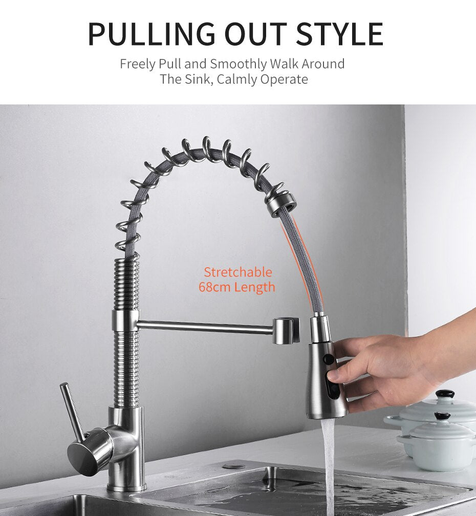 Kitchen Faucets Brush Brass Faucets for Kitchen Sink  Single Lever