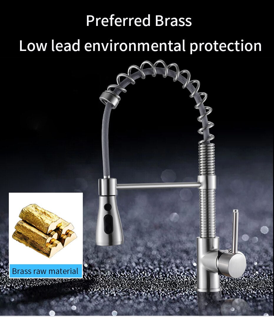 Kitchen Faucets Brush Brass Faucets for Kitchen Sink  Single Lever