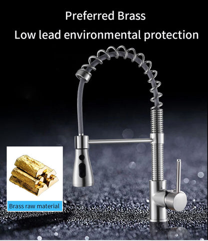 Kitchen Faucets Brush Brass Faucets for Kitchen Sink  Single Lever