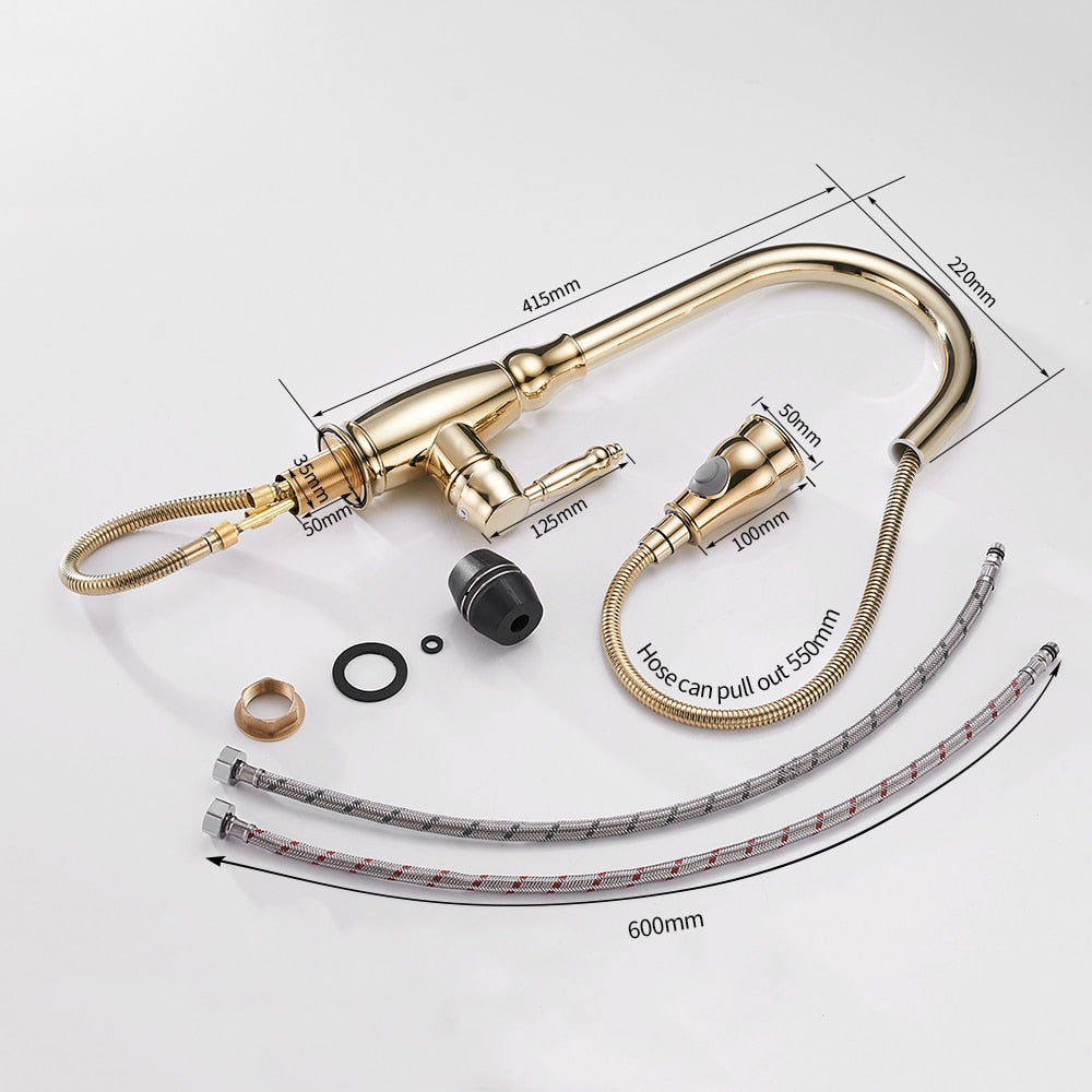 Kitchen Mixer Gold Pull Out Kitchen Faucet Deck Mount Kitchen Sink