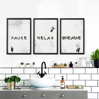 Wall decor for bathroom | set of 3 relaxing wall art