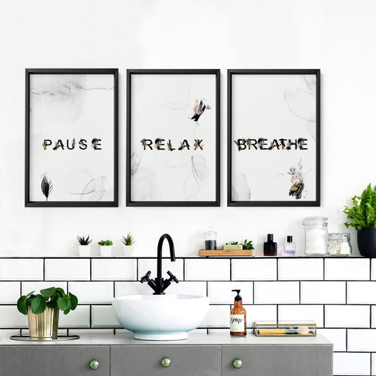 Wall decor for bathroom | set of 3 relaxing wall art