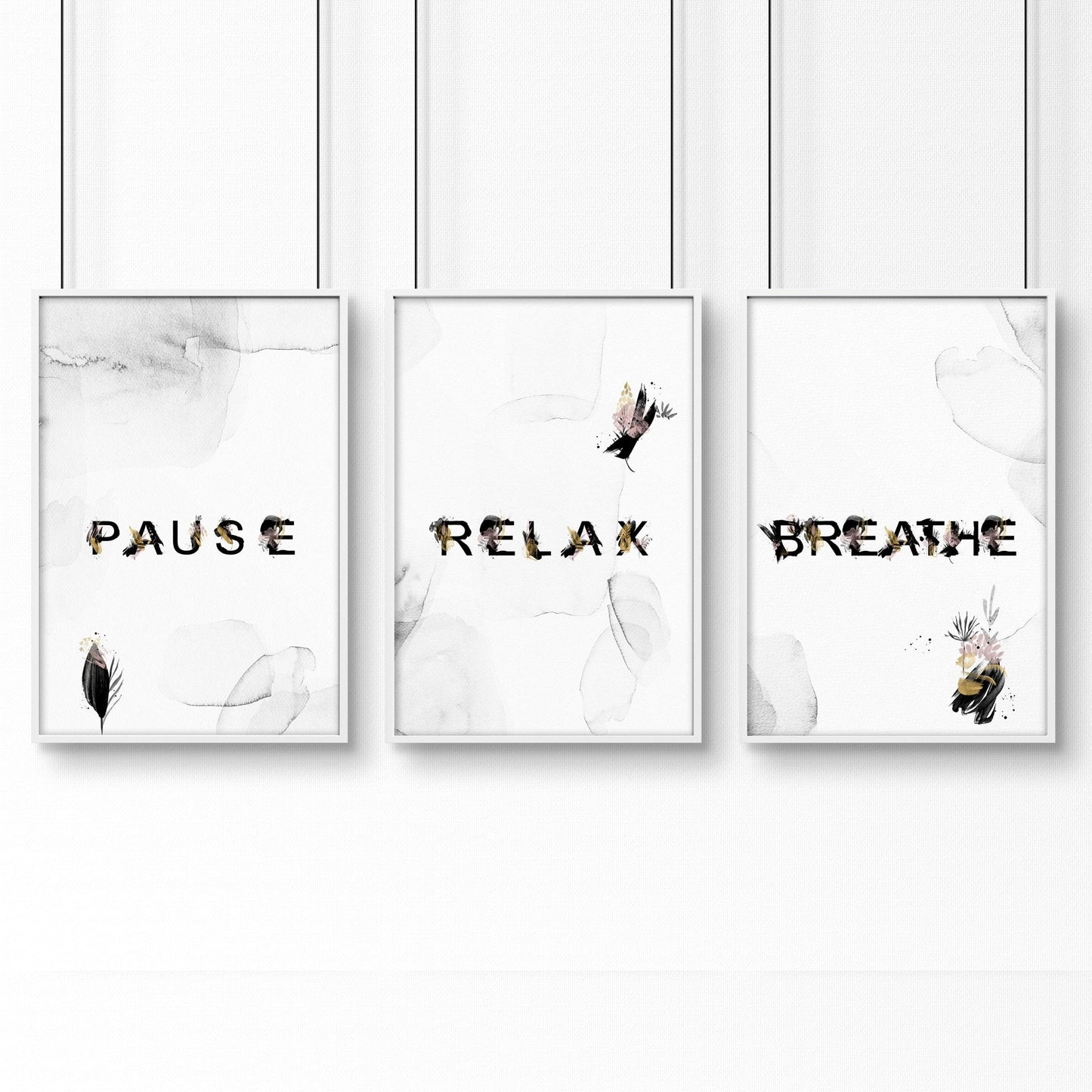 Wall decor for bathroom | set of 3 relaxing wall art