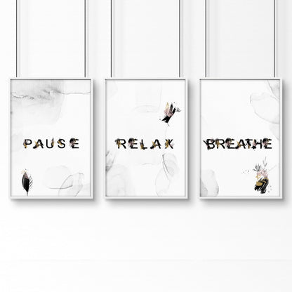 Wall decor for bathroom | set of 3 relaxing wall art