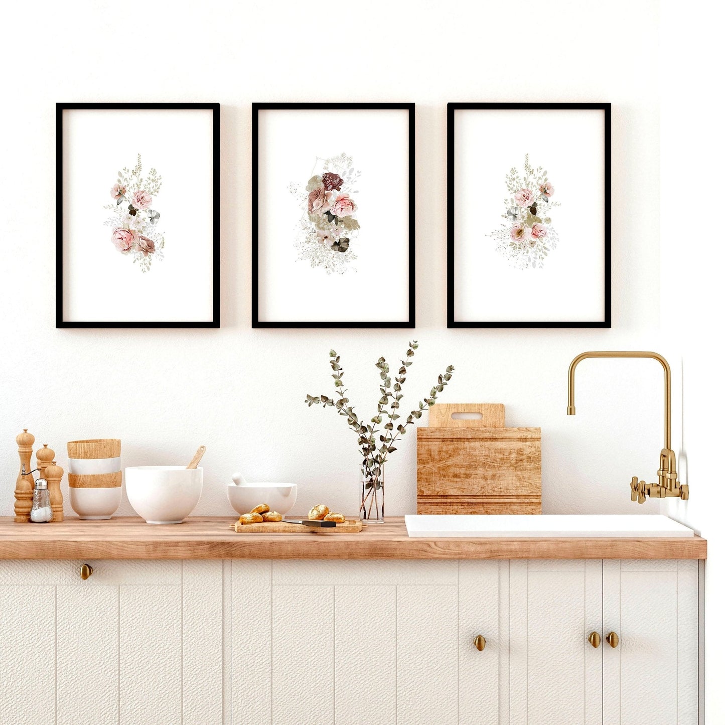 Art for the kitchen | set of 3 Shabby Chic wall art prints