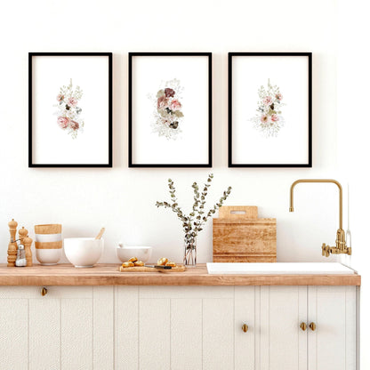 Art for the kitchen | set of 3 Shabby Chic wall art prints