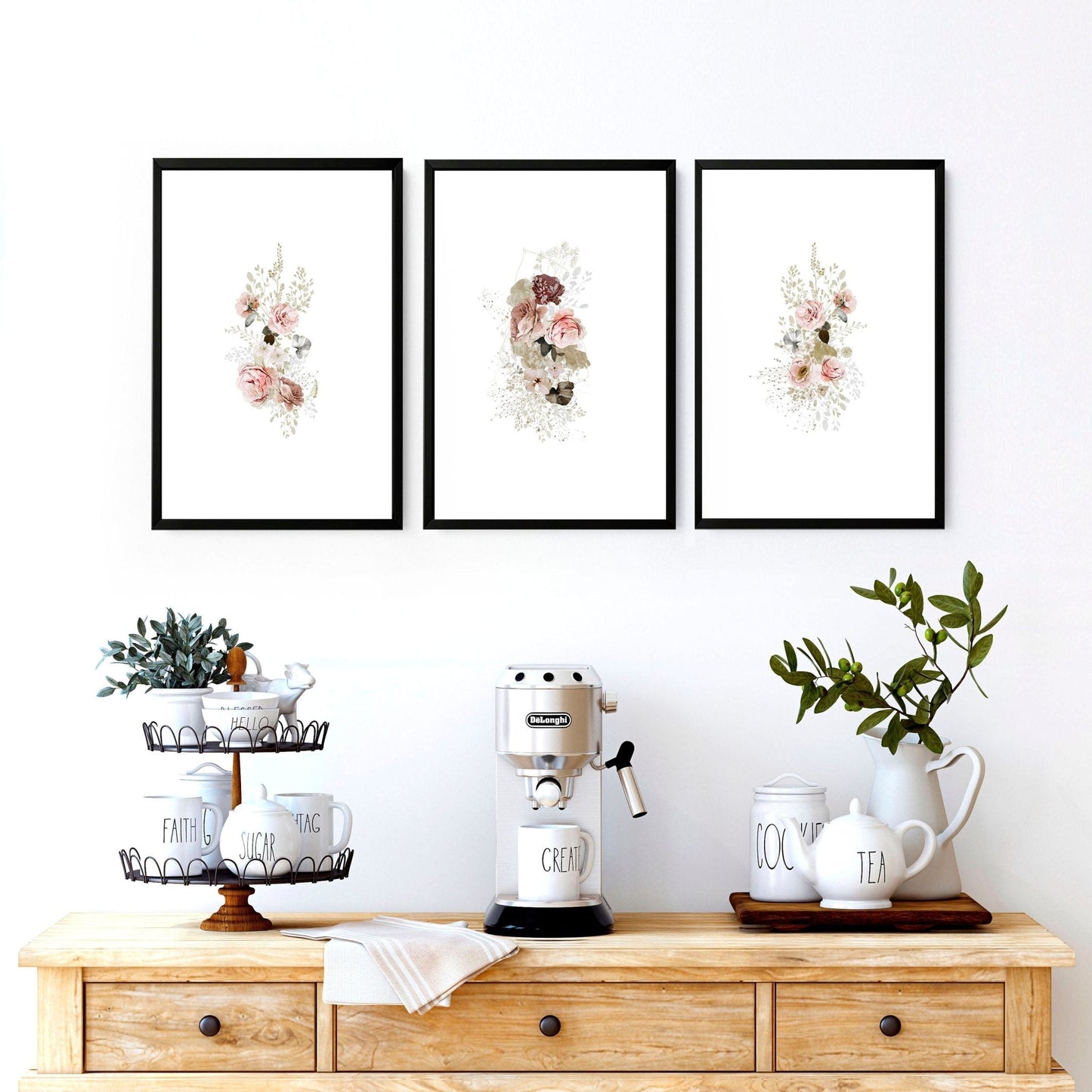 Art for the kitchen | set of 3 Shabby Chic wall art prints