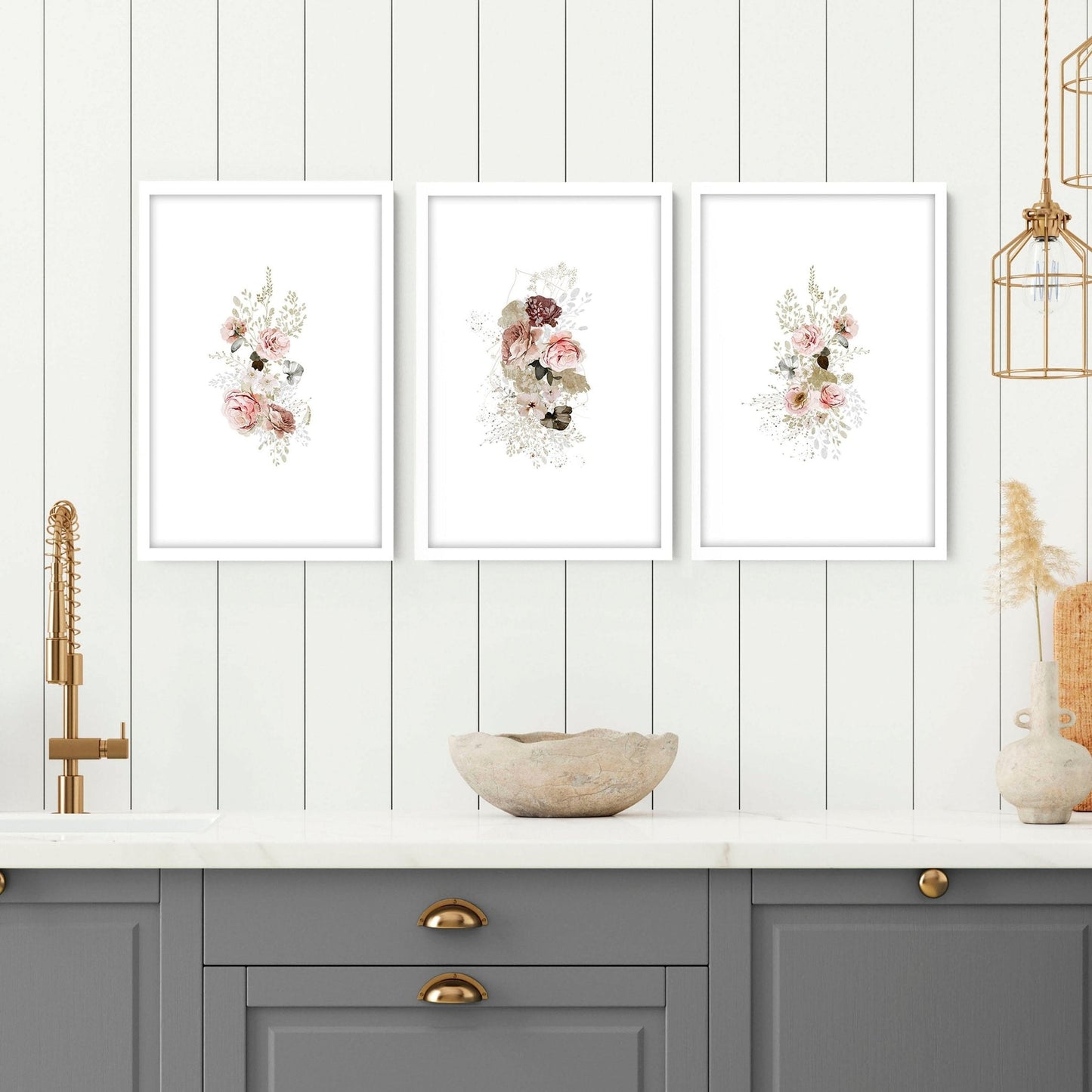 Art for the kitchen | set of 3 Shabby Chic wall art prints