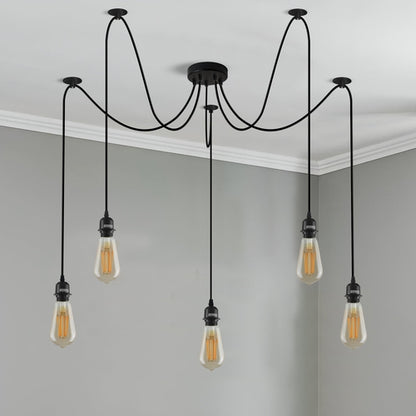 Black Pendant Light Spider with Rubber Cable Metal Lamp Holder~1122