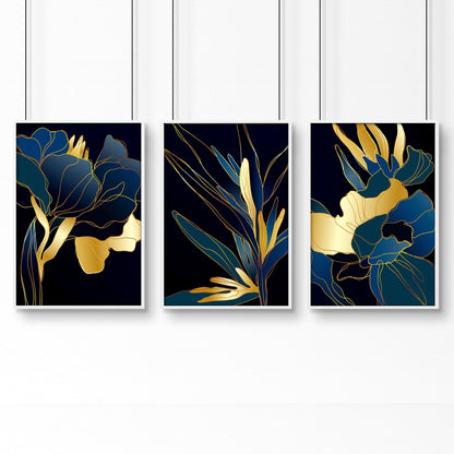 Living room artwork | set of 3 Teal wall art prints