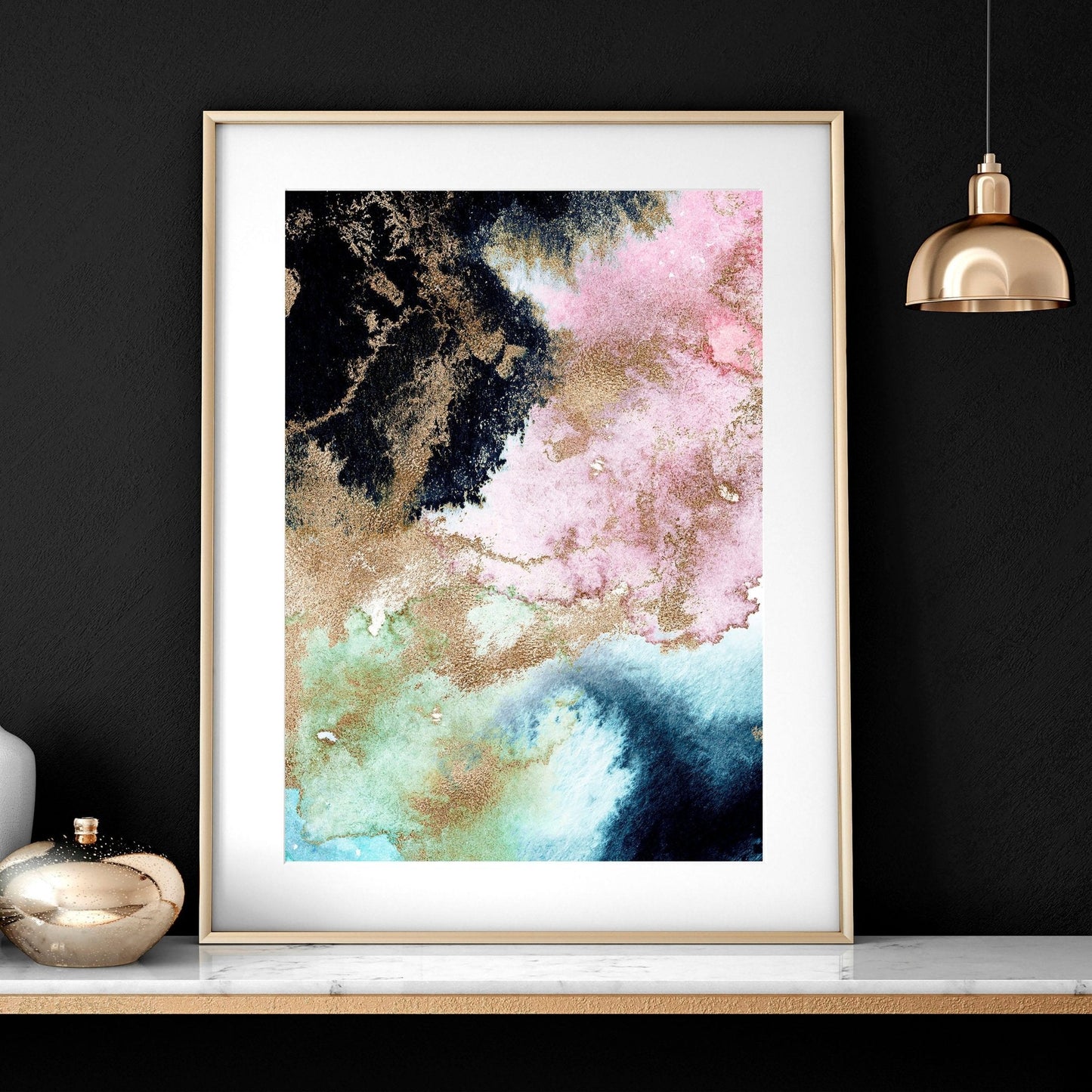 Wall art abstract modern | set of 2 framed wall art prints