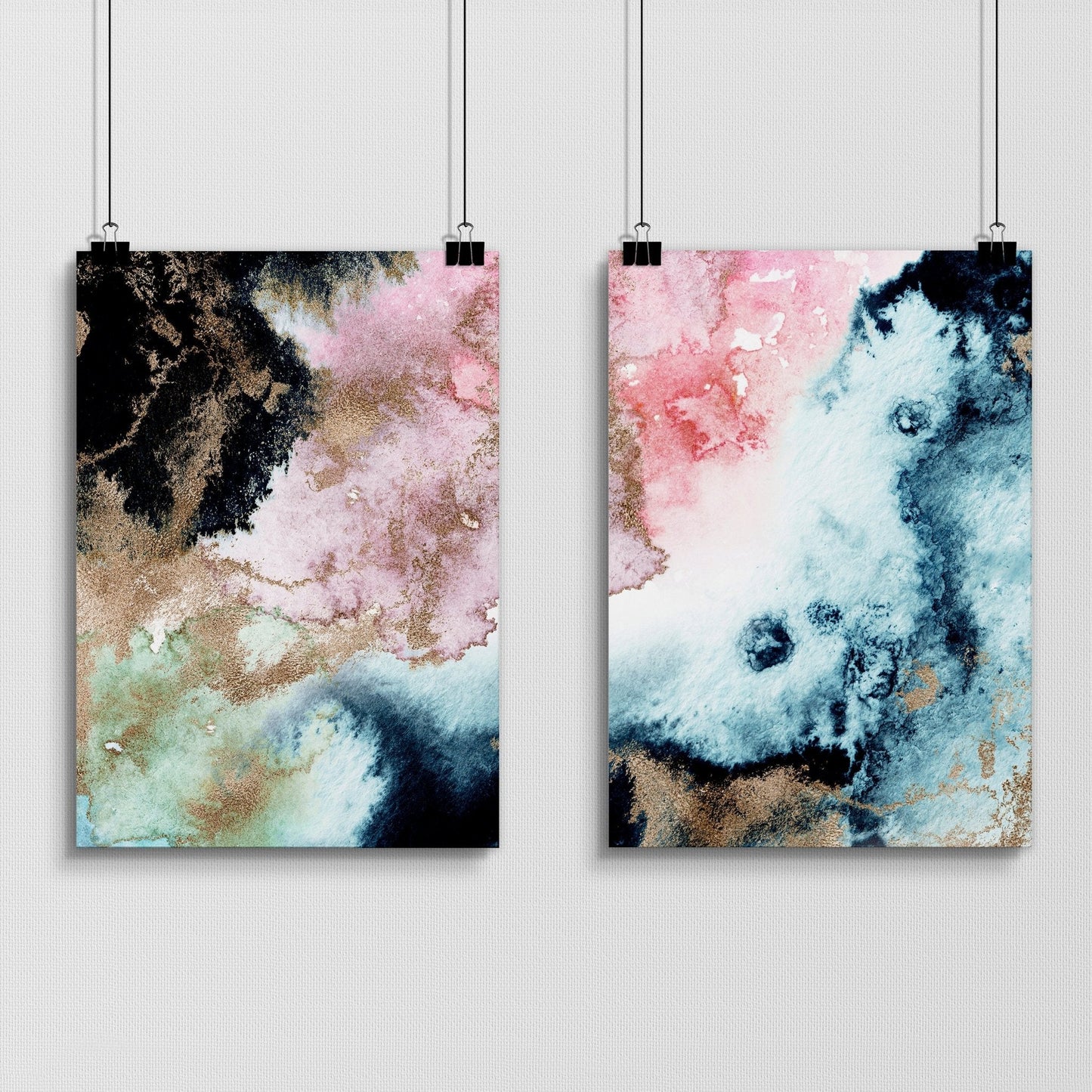 Wall art abstract modern | set of 2 framed wall art prints