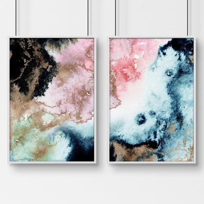 Wall art abstract modern | set of 2 framed wall art prints