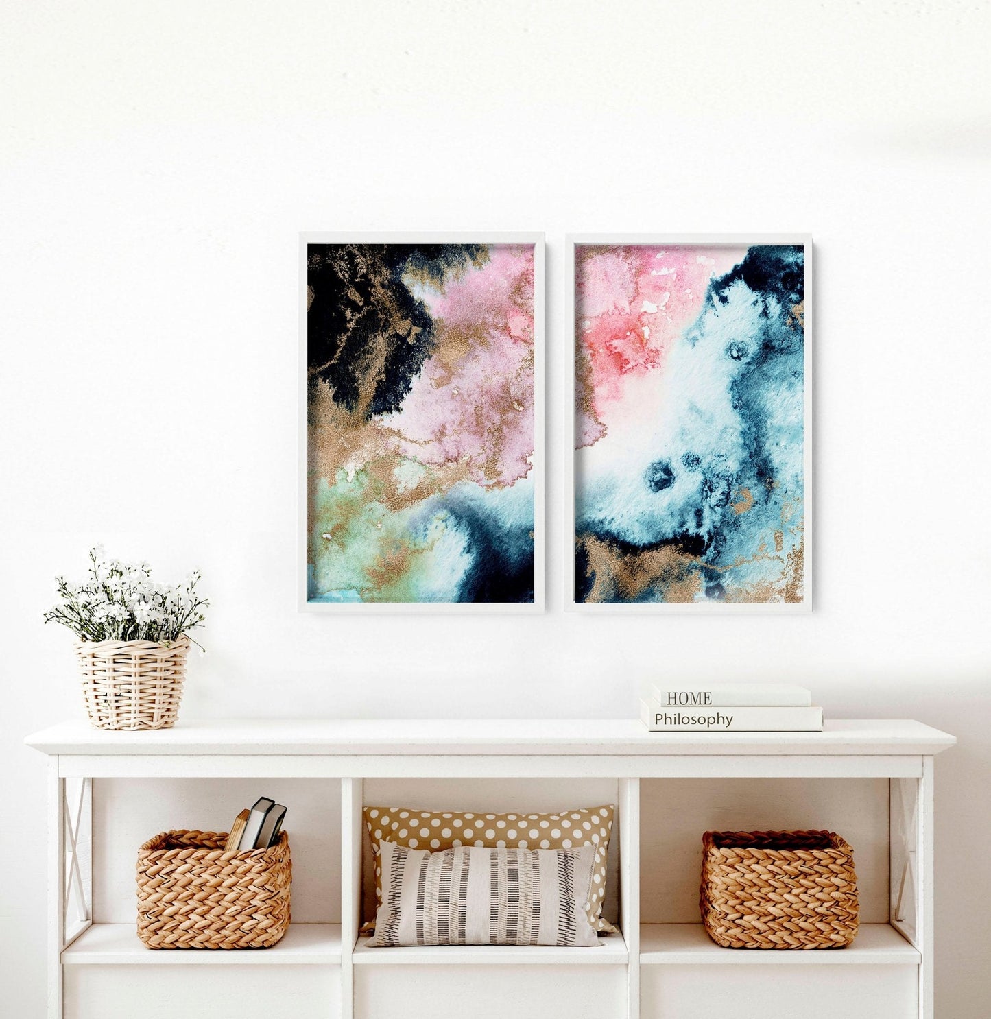 Wall art abstract modern | set of 2 framed wall art prints