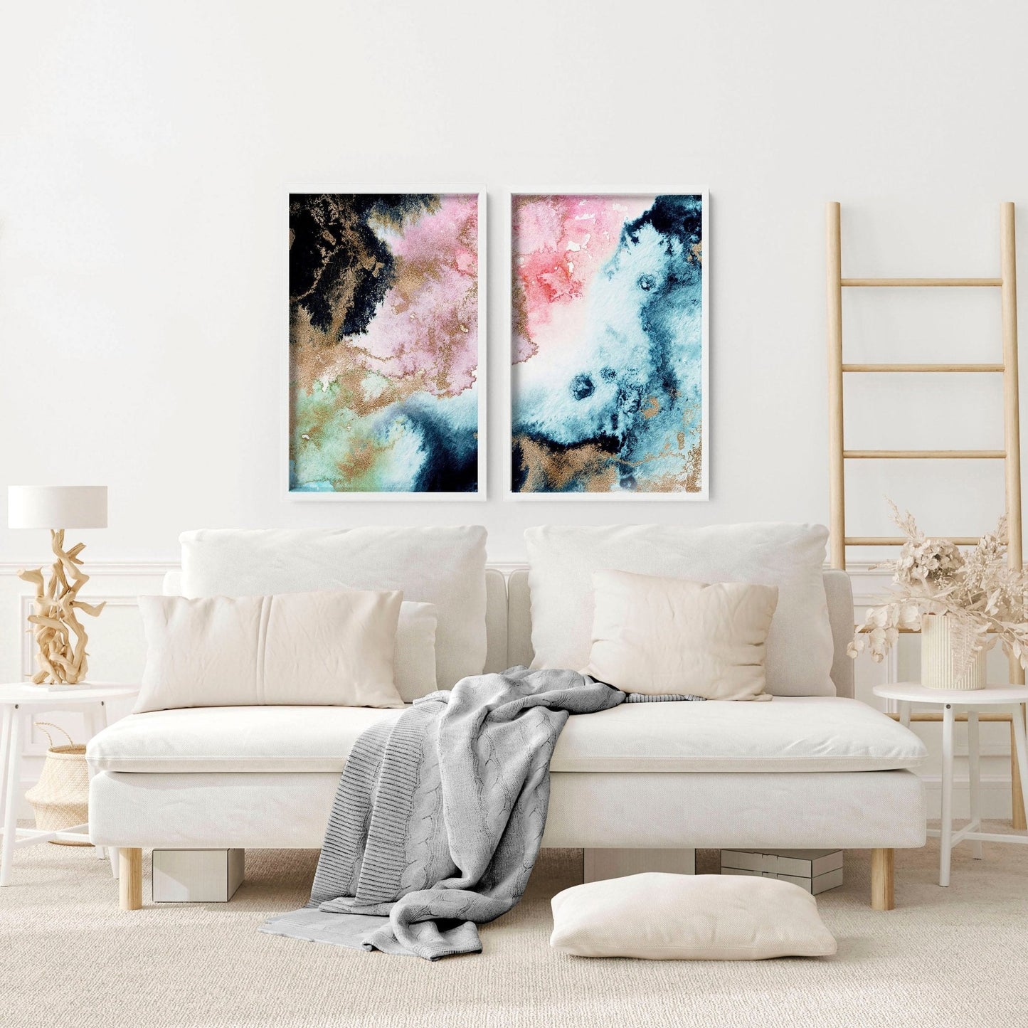 Wall art abstract modern | set of 2 framed wall art prints