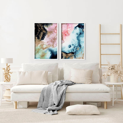Wall art abstract modern | set of 2 framed wall art prints