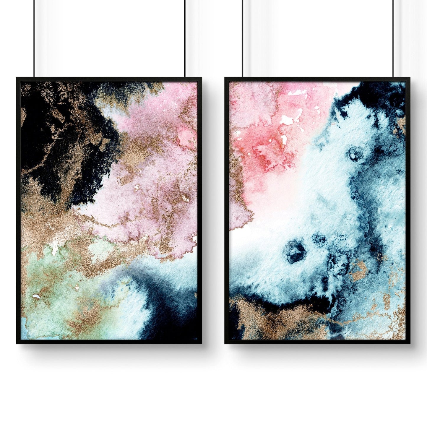 Wall art abstract modern | set of 2 framed wall art prints