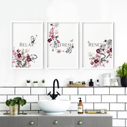 Wall pictures for bathroom | set of 3 framed wall art prints