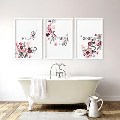 Wall pictures for bathroom | set of 3 framed wall art prints