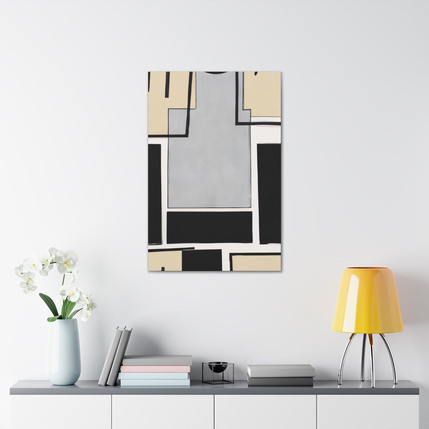 Wall Art Decor - Canvas Print Artwork - Black Grey Abstract Pattern