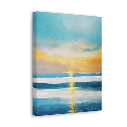 Wall Art Decor - Canvas Print Artwork - Blue Ocean Golden Sunset