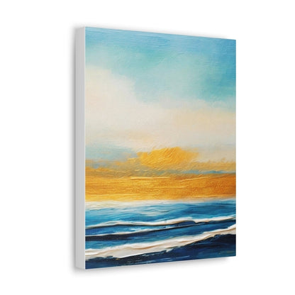 Wall Art Decor - Canvas Print Artwork - Blue Ocean Golden Sunset Print