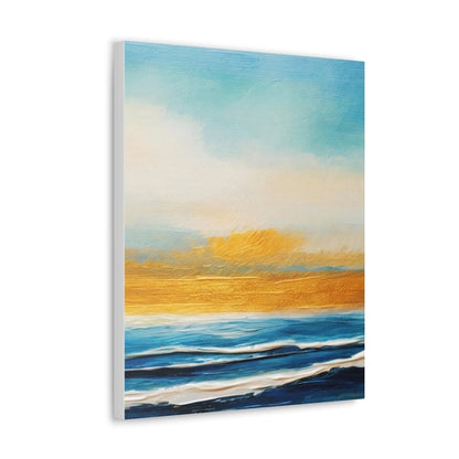 Wall Art Decor - Canvas Print Artwork - Blue Ocean Golden Sunset Print