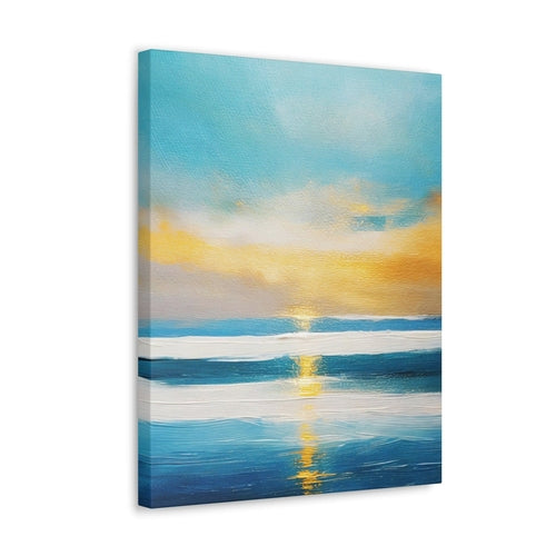 Wall Art Decor - Canvas Print Artwork - Blue Ocean Golden Sunset