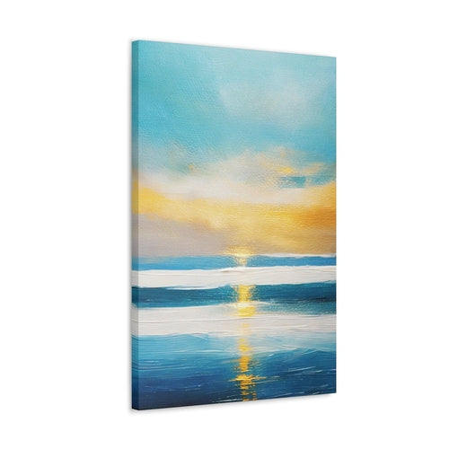 Wall Art Decor - Canvas Print Artwork - Blue Ocean Golden Sunset
