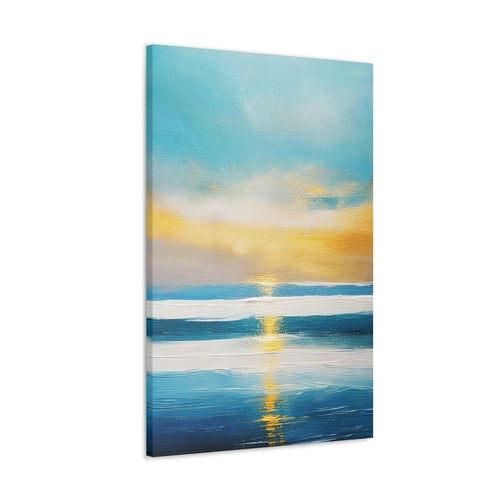 Wall Art Decor - Canvas Print Artwork - Blue Ocean Golden Sunset