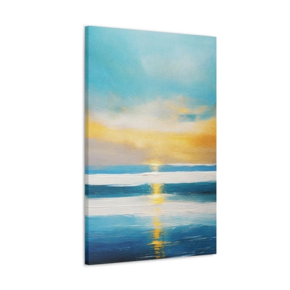 Wall Art Decor - Canvas Print Artwork - Blue Ocean Golden Sunset