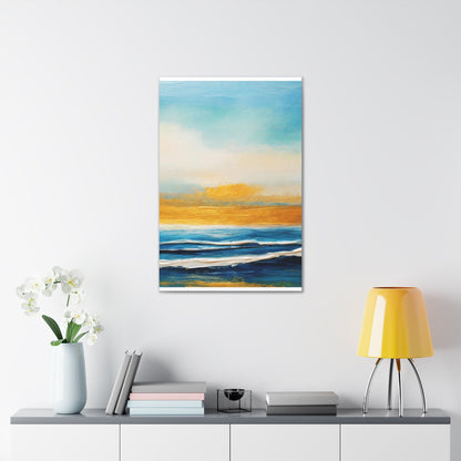 Wall Art Decor - Canvas Print Artwork - Blue Ocean Golden Sunset Print