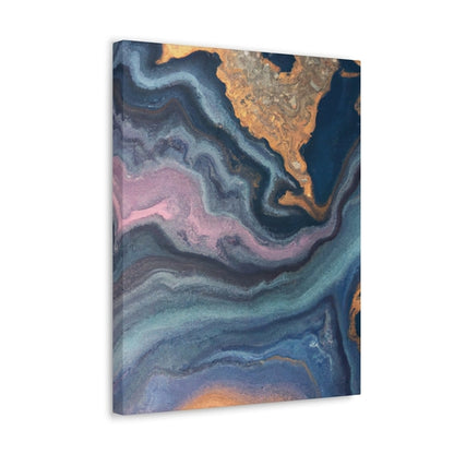 Wall Art Decor - Canvas Print Artwork - Blue Pink Gold Abstract Marble