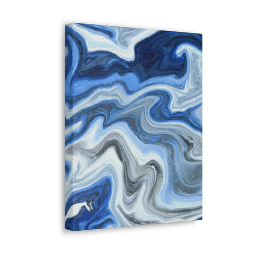Wall Art Decor - Canvas Print Artwork - Blue White Grey Marble Pattern