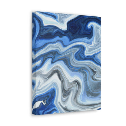 Wall Art Decor - Canvas Print Artwork - Blue White Grey Marble Pattern