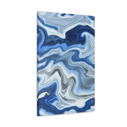 Wall Art Decor - Canvas Print Artwork - Blue White Grey Marble Pattern