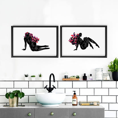 Bathroom framed art | set of 2 unique wall art