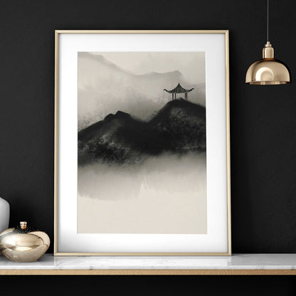 Japanese pagoda | set of 3 wall art for home office decor